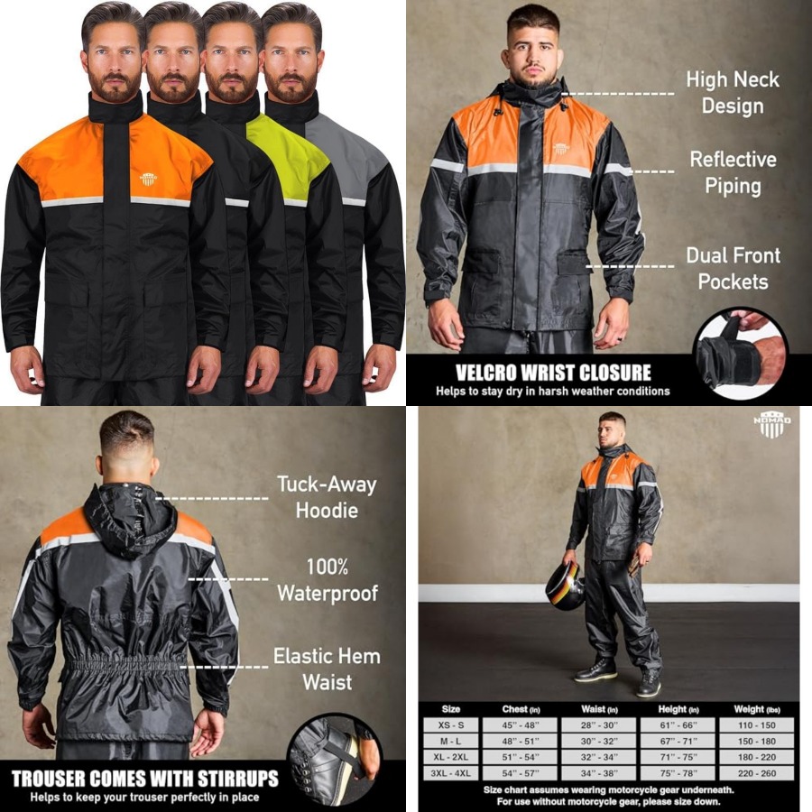 Motorcycle Gear Hoodie - Conjunto de Chuva Impermeável para Motocicleta,