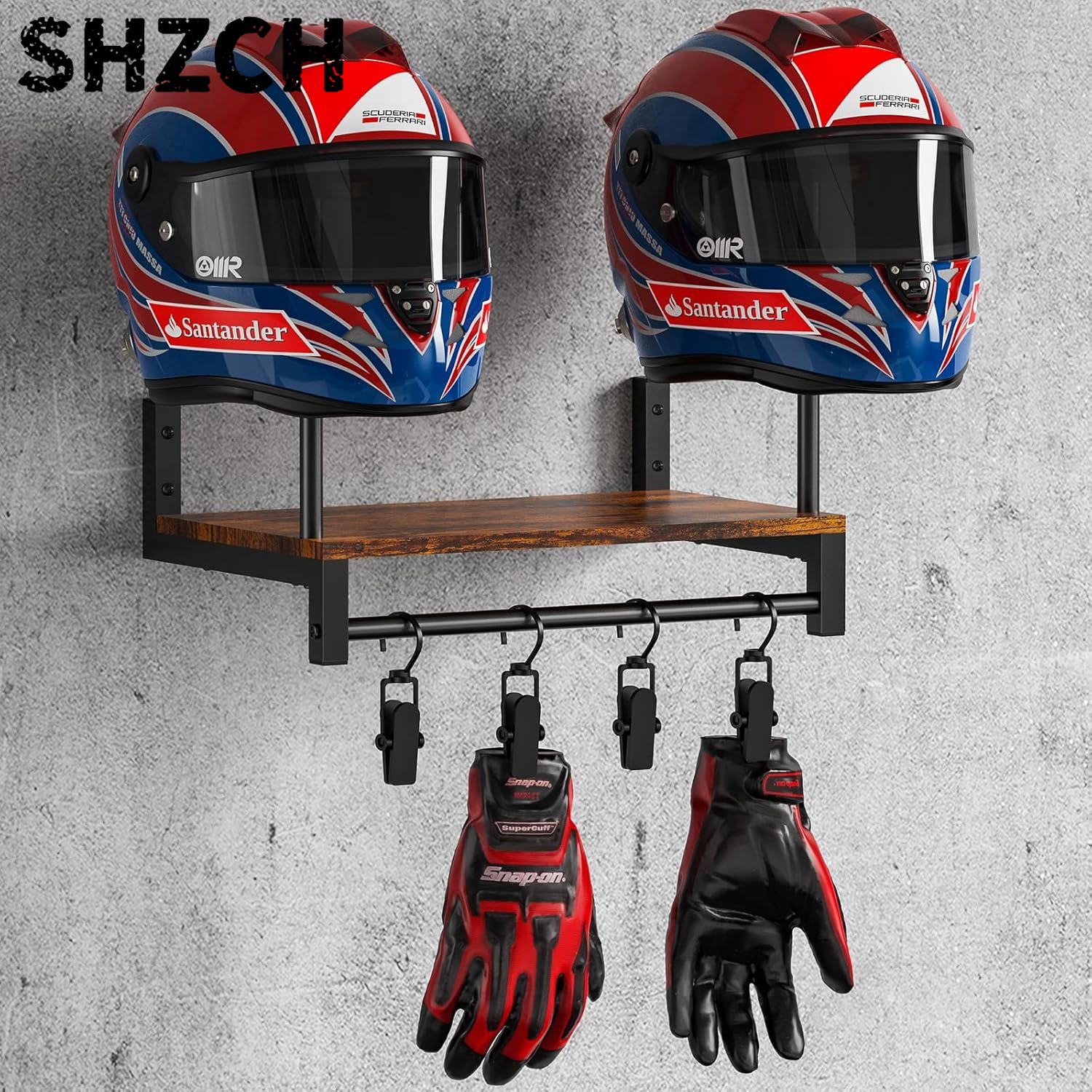 Motorcycle Gear Display Rack - Suporte Duplo para Capacete de Motocicleta,