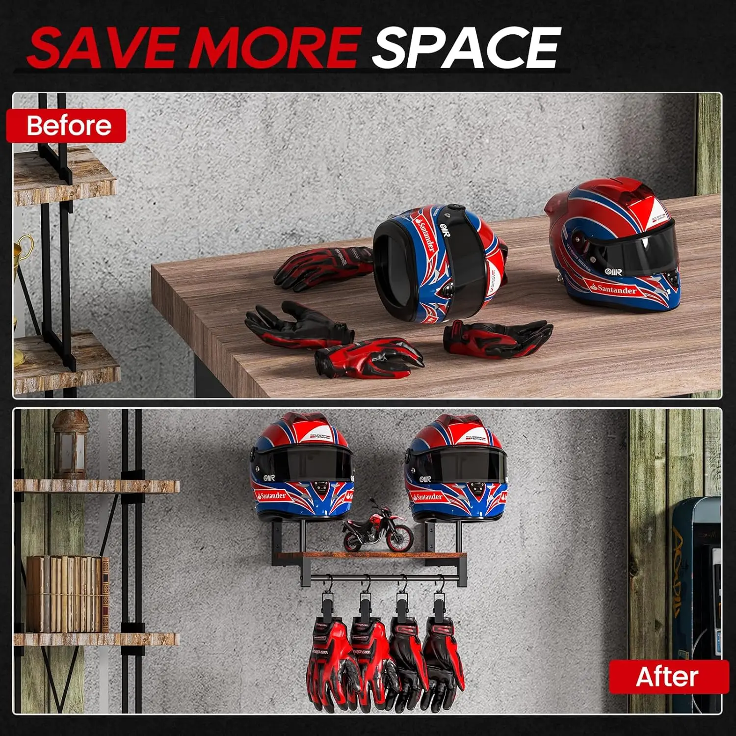 Suporte Duplo para Capacete de - Motorcycle Gear Display Rack avaliação e preço