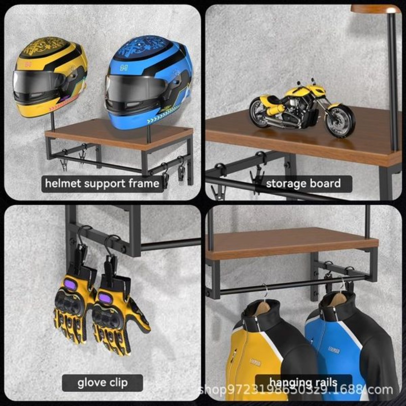 Suporte de Parede de Madeira p - Motorcycle Gear Display Rack avaliação e preço